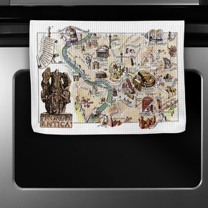 Rome Map Tea Towel - Rome Map Kitchen Towel - Rome Dish Towel - Rome Kitchen - Rome Airbnb - Rome Tea Towel - Rome Italy Dishtowel