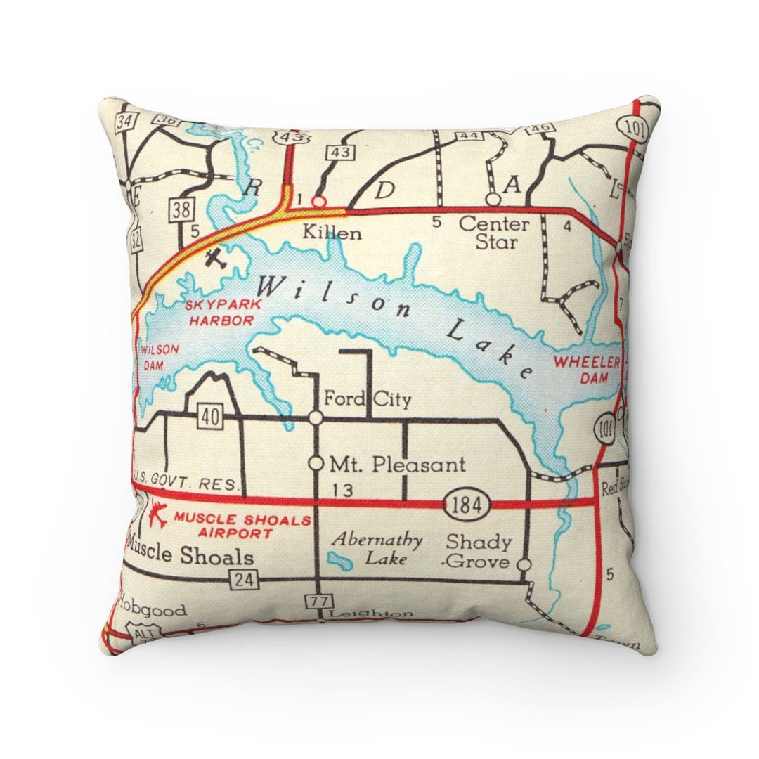 Wilson Lake Alabama Map Pillow Wilson Lake Realtor Gift Lake House