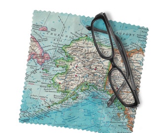 Alaska Map Microfiber Lens Cloth - Alaska Cleaning Cloth - Alaska Travel Gift - Alaska Vacation - Alaska Polishing Cloth - Alaskan Cruise