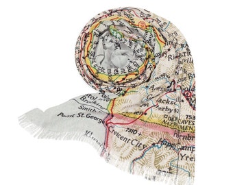 Oregon Coast Map Scarf - Oregon Coast Travel Scarf - Oregon Coast Map Wrap - Oregon Coast Pashmina - Oregon Coast Travel Wrap