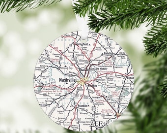 Nashville Map Ornament - Nashville Ornament - Nashville Gift - Nashville Christmas - Nashville Airbnb