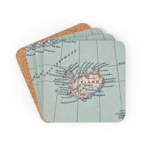 Iceland Map Coaster Set - Iceland Airbnb Decor - Iceland Housewarming Gift - Iceland Gift - Fun Home Decor - Iceland Map