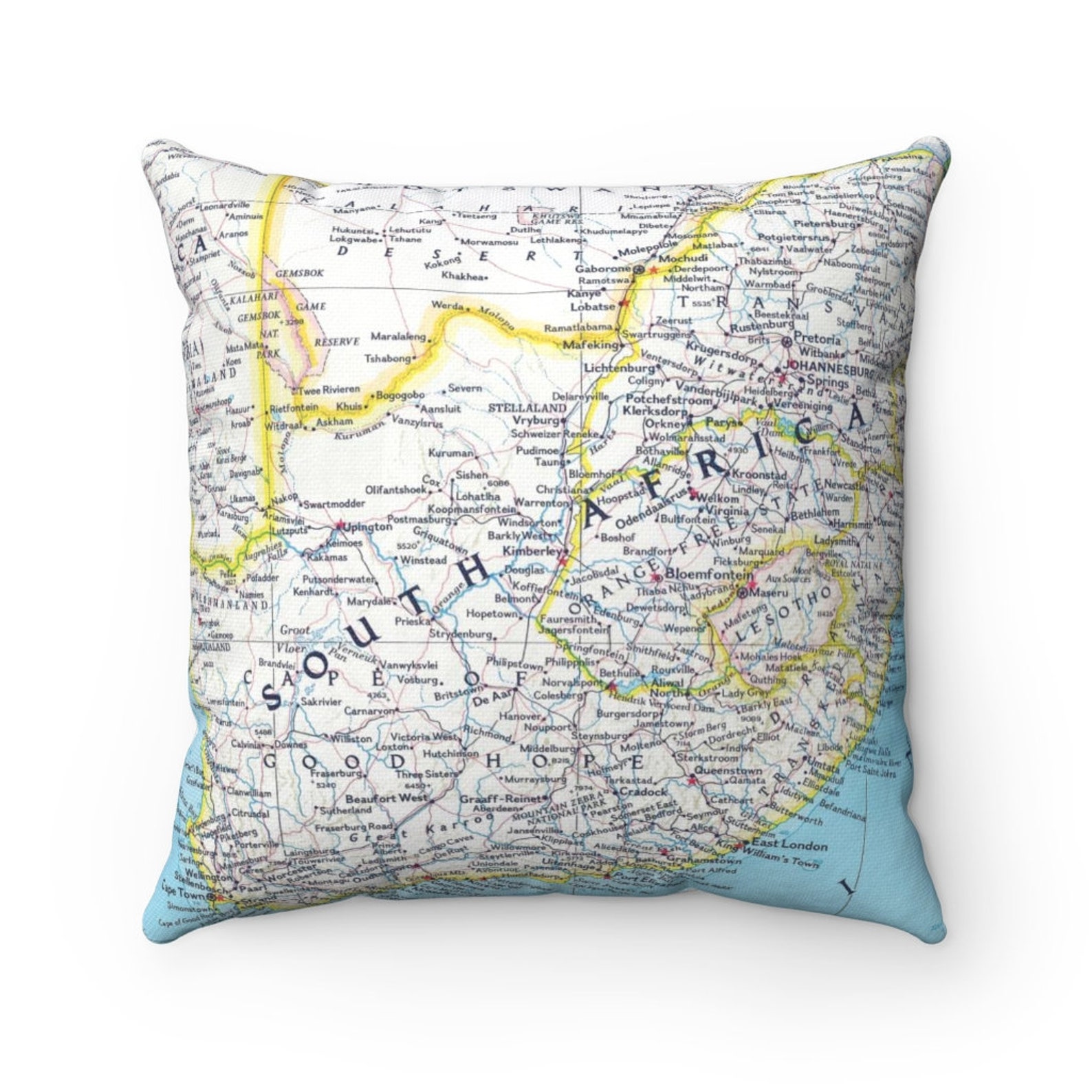 South Africa Vintage Map Pillow South Africa Pillow South Etsy