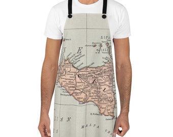 Sicily Map Apron - Sicily Apron -  Sicily Father's Day Gift - Sicily Housewarming Gift - Gift for Sicilian Native