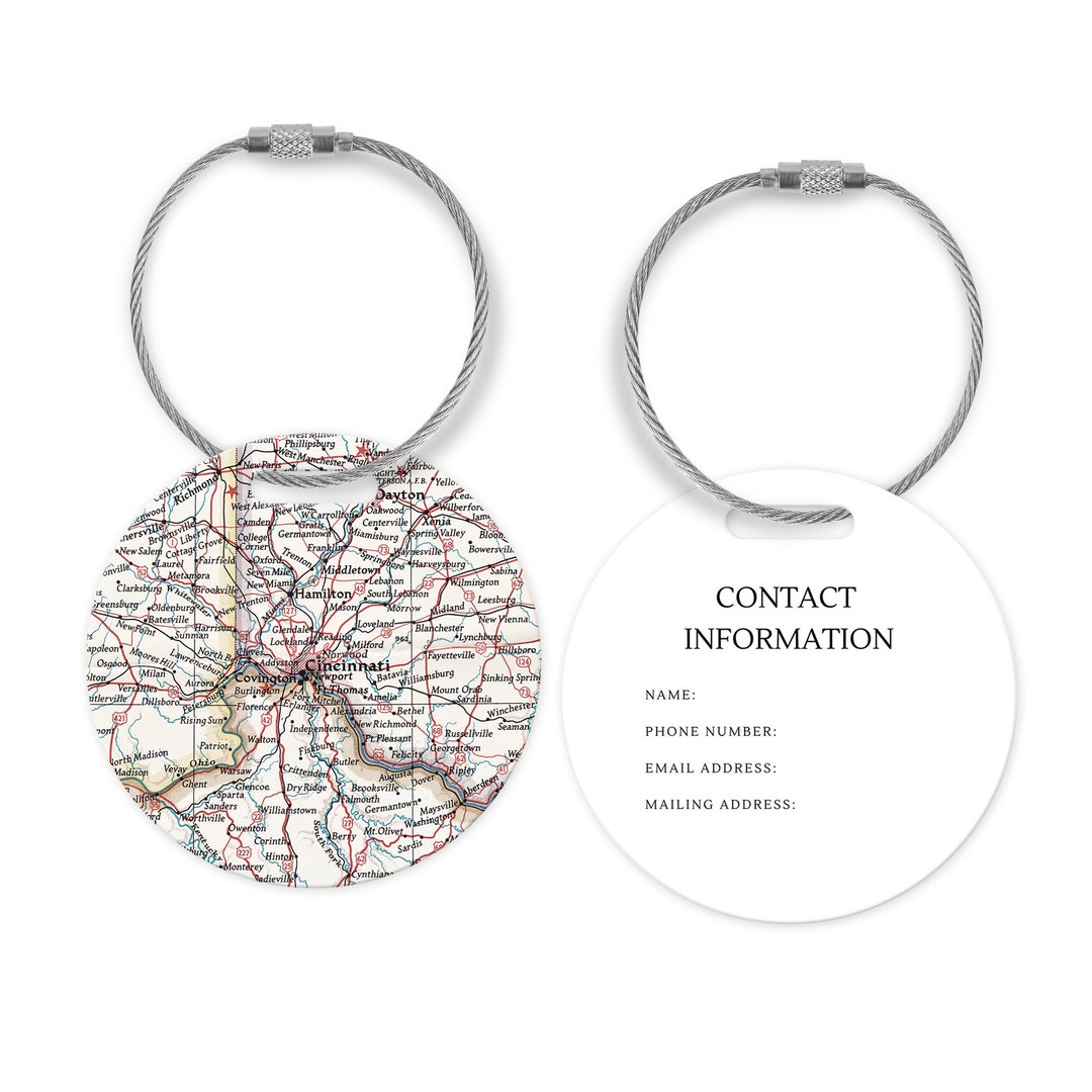 Cincinnati Ohio Map Luggage Tag Cincinnati Travel Gift Etsy