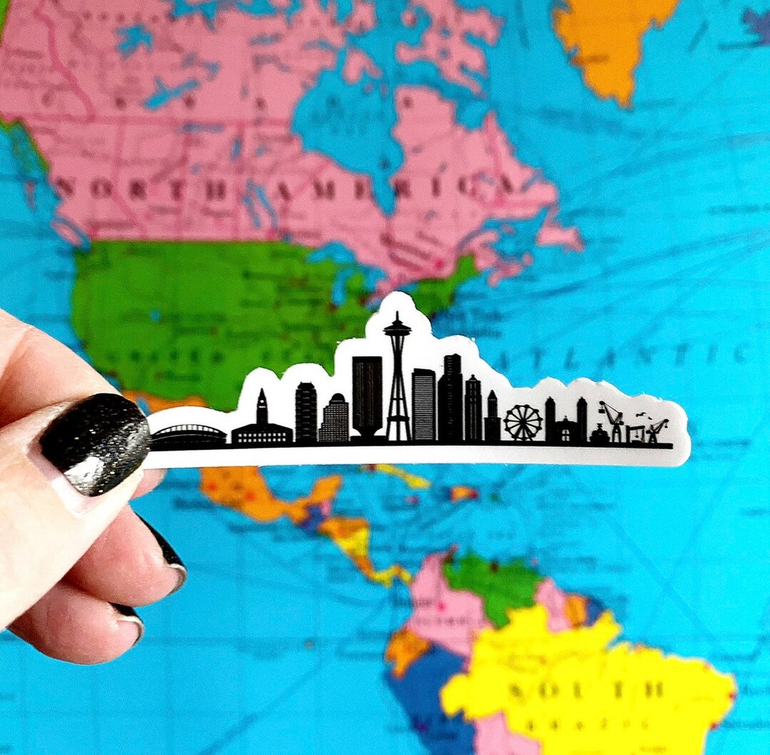 Seattle Skyline Laptop Sticker - Seattle Water Bottle Sticker - Seattle ...