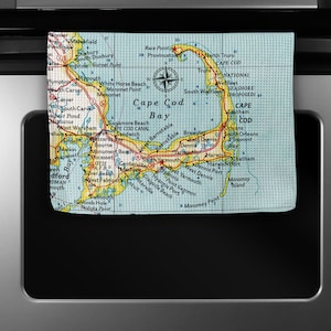 Cape Cod Map Tea Towel - Cape Cod Kitchen Towel - Cape Cod Dish Towel - Cape Cod Airbnb - Cape Cod Kitchen - Cape Cod Realtor Gift