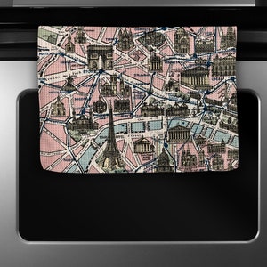 Paris France Map Tea Towel - Paris Kitchen Towel - Paris Dishtowel - Paris Airbnb - Paris Tea Towel - Paris Kitchen - Paris Map