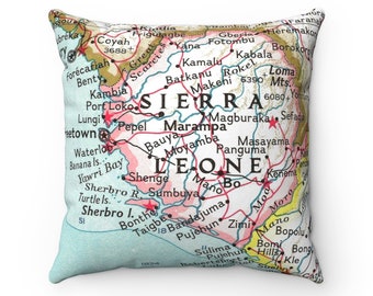 Sierra Leone Map Pillow - Sierra Leone Pillow - Housewarming Gift - Mission Trip