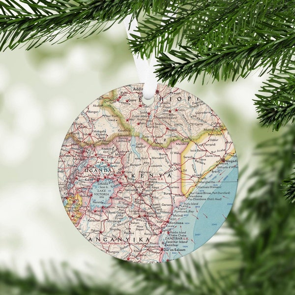 Kenya Map Ornament - Kenya Vacation Ornament - Kenya Gift - Kenya Christmas Ornament - Airbnb Decor - Kenya Trip