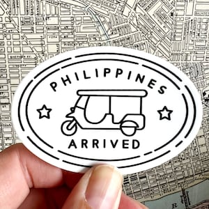 Philippines Passport Stamp Laptop Sticker - Philippines Water Bottle Sticker - Philippines Sticker - Philippines Decal - Philippines Stamp
