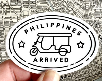 Philippines Passport Stamp Laptop Sticker - Philippines Water Bottle Sticker - Philippines Sticker - Philippines Decal - Philippines Stamp