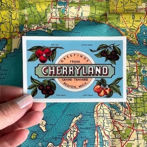 Leelanau Peninsula Michigan Laptop Sticker Traverse City Water Bottle Decal Cherryland Sticker Leelanau Sticker Traverse City Decal image 1