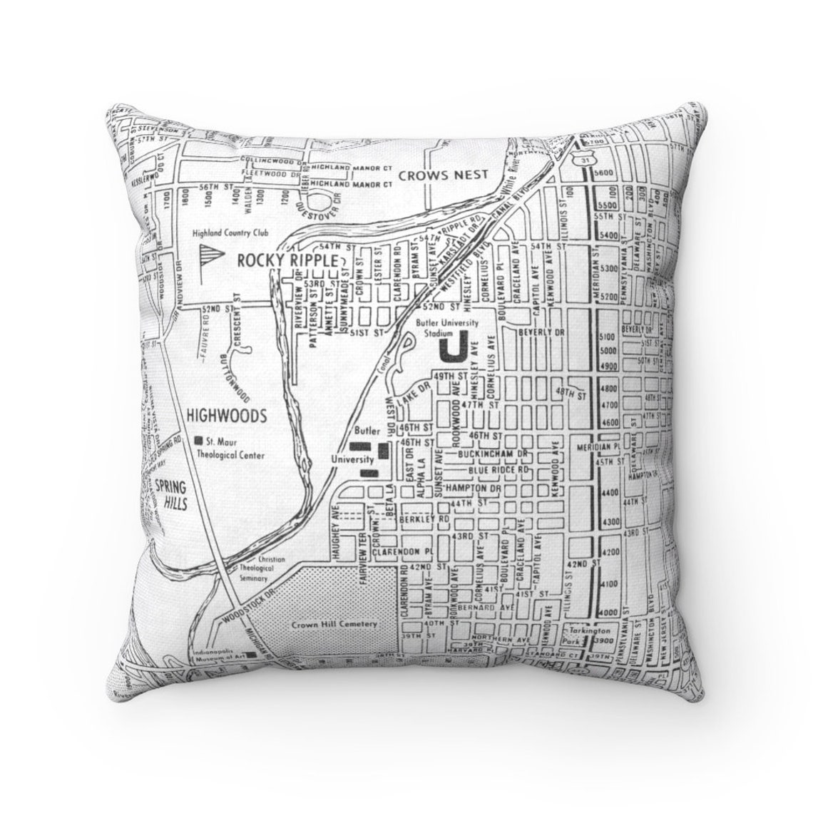 Butler University Map Pillow Butler University Map Butler Etsy