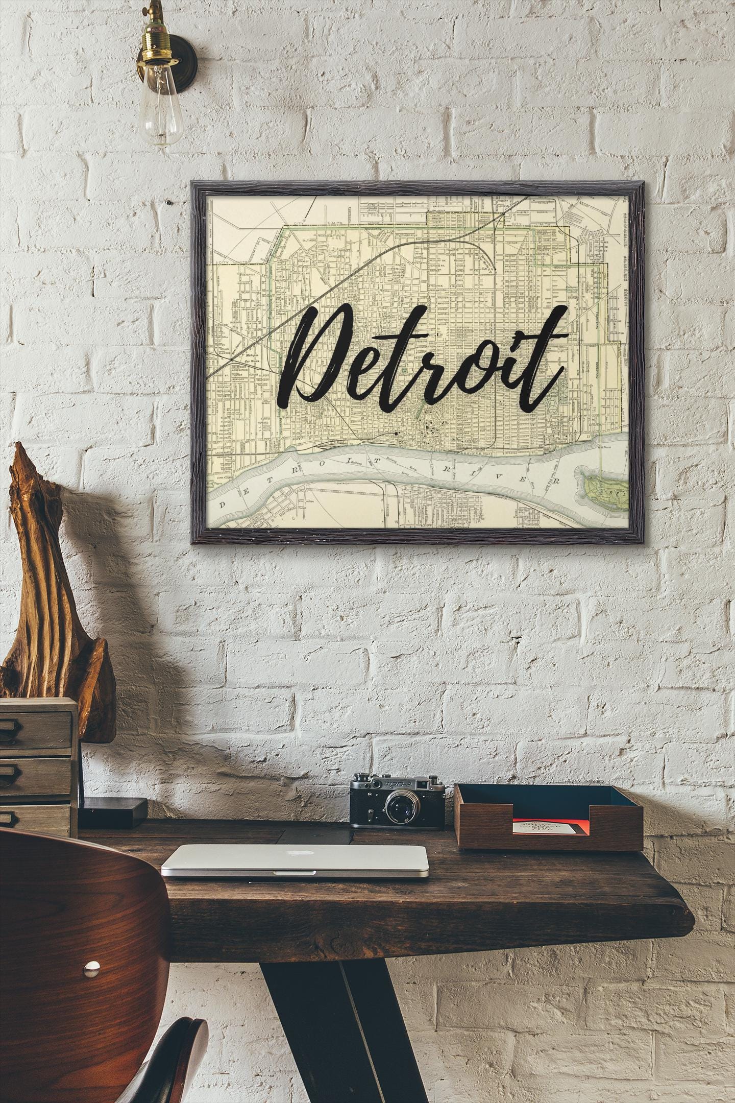 Printable Detroit Map Art Vintage Style City Wall Decor | Instant Download 8x10, 11x14, 16x20 | Michigan Hometown Gift Realtor Gift Wedding