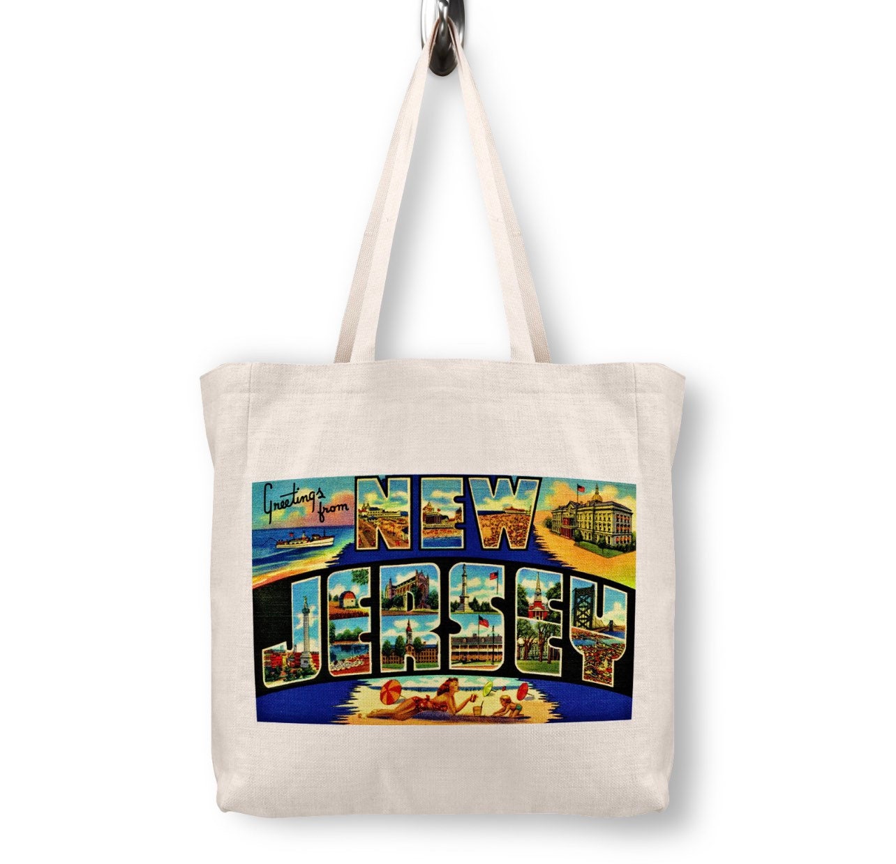 Edison, New Jersey, USA City Map Cotton Shopper Tote Bag