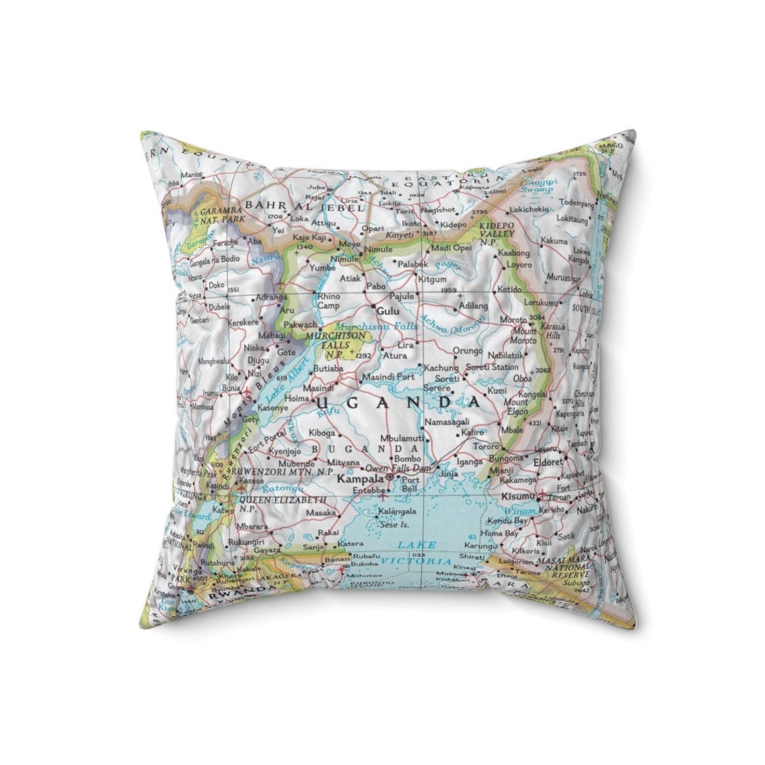 Uganda Map Pillow Uganda Airbnb Uganda Map Uganda Wedding Gift Uganda