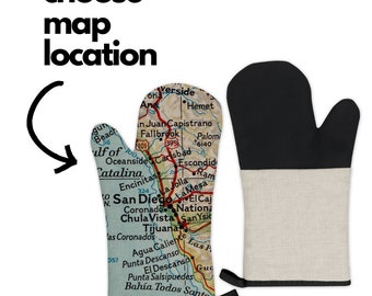 Custom Map Oven Mitt - Custom Map Oven Glove - Custom Map BBQ Glove - Custom Map Silicone Mitt - Custom Map Realtor Gift