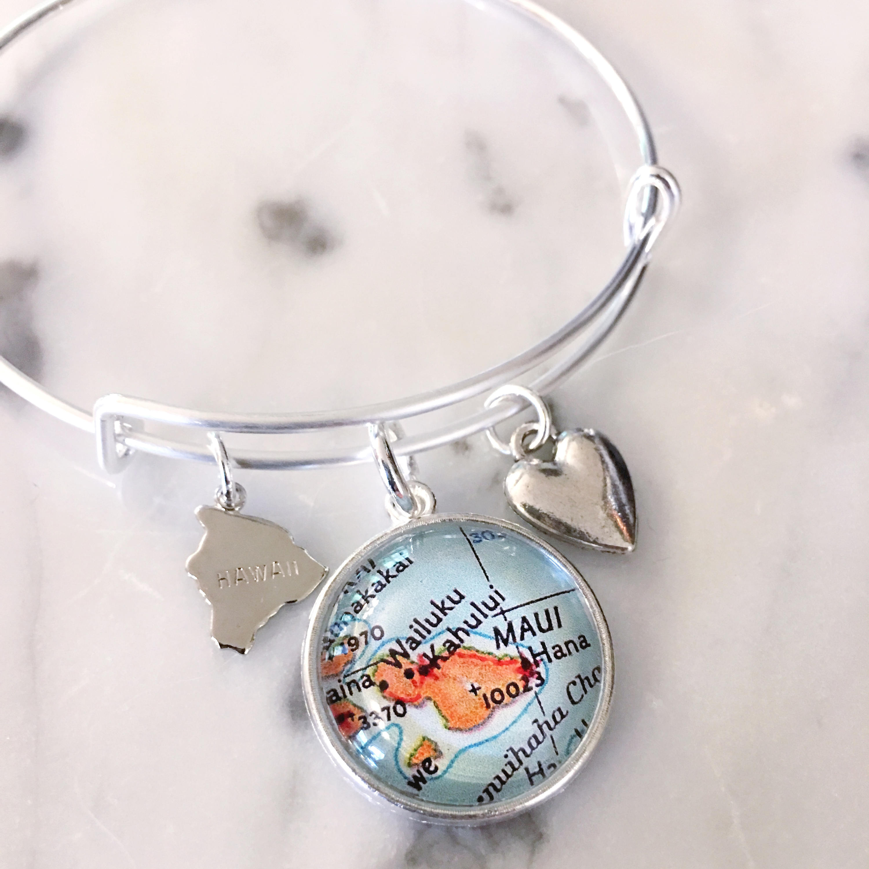 Maui Map Bracelet Maui Bracelet Maui Jewelry Travel Etsy