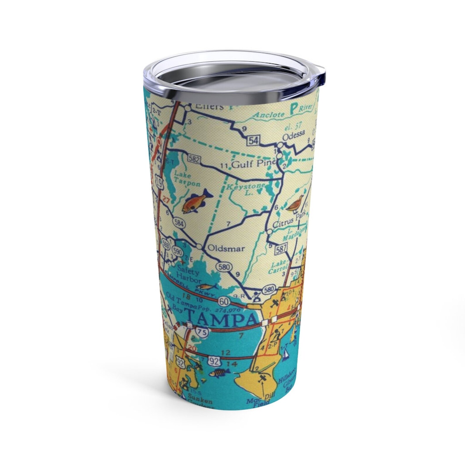 Clearwater Florida Map Tumbler Clearwater Coffee Mug Etsy