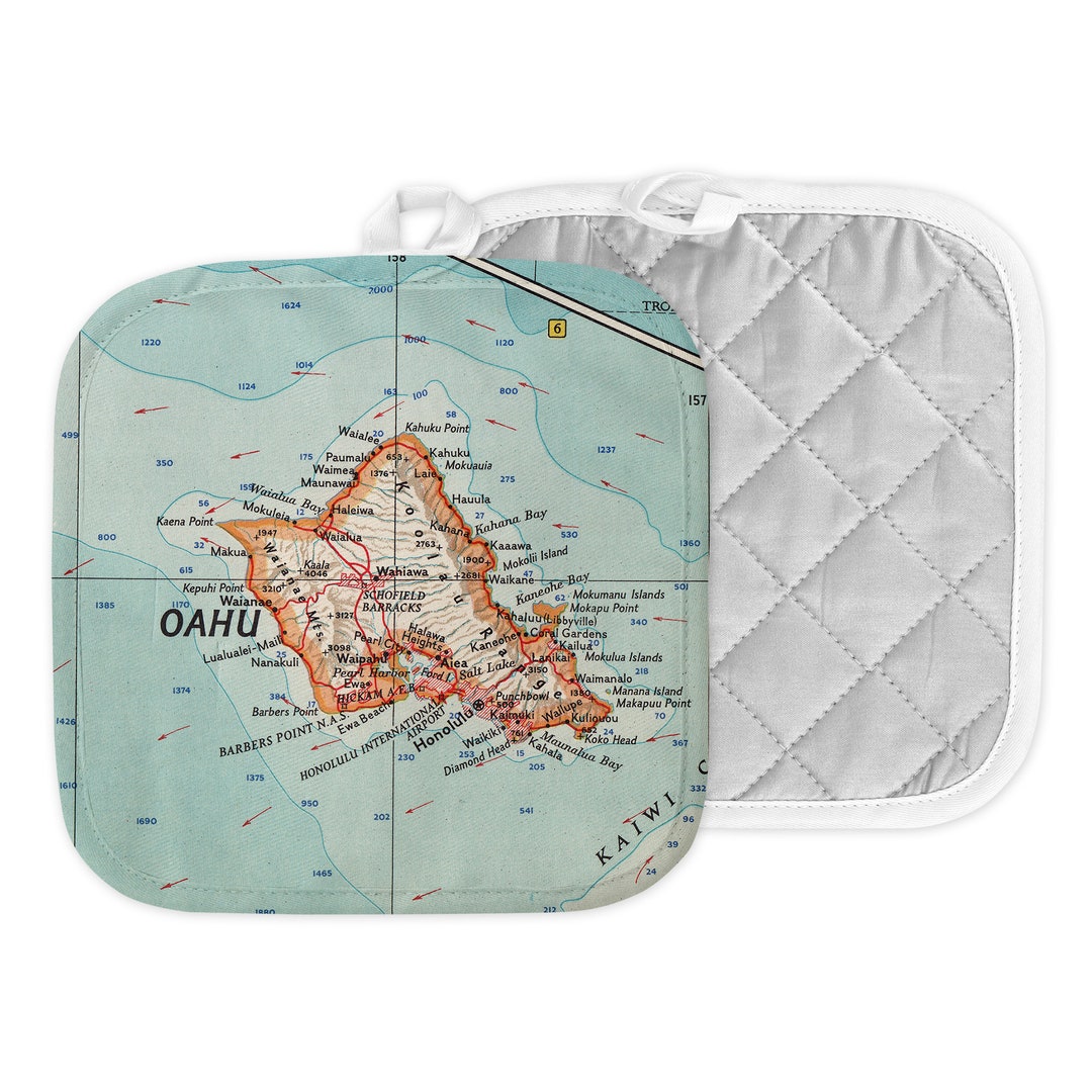 Oahu Hawaii Map Hot Pad Oahu Pot Holder Oahu Kitchen Oahu Airbnb Oahu