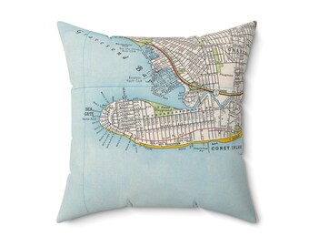 Sea Gate Brooklyn New York Map Pillow - Sea Gate Wedding Gift - Sea Gate Housewarming Gift - Sea Gate Realtor Gift - Sea Gate Pillow