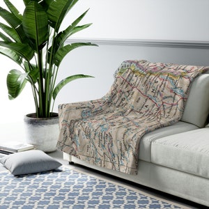 Adirondack Mountains New York Map Fleece Blanket - Adirondack Mountains Blanket - Adirondack Mountains Wedding Gift