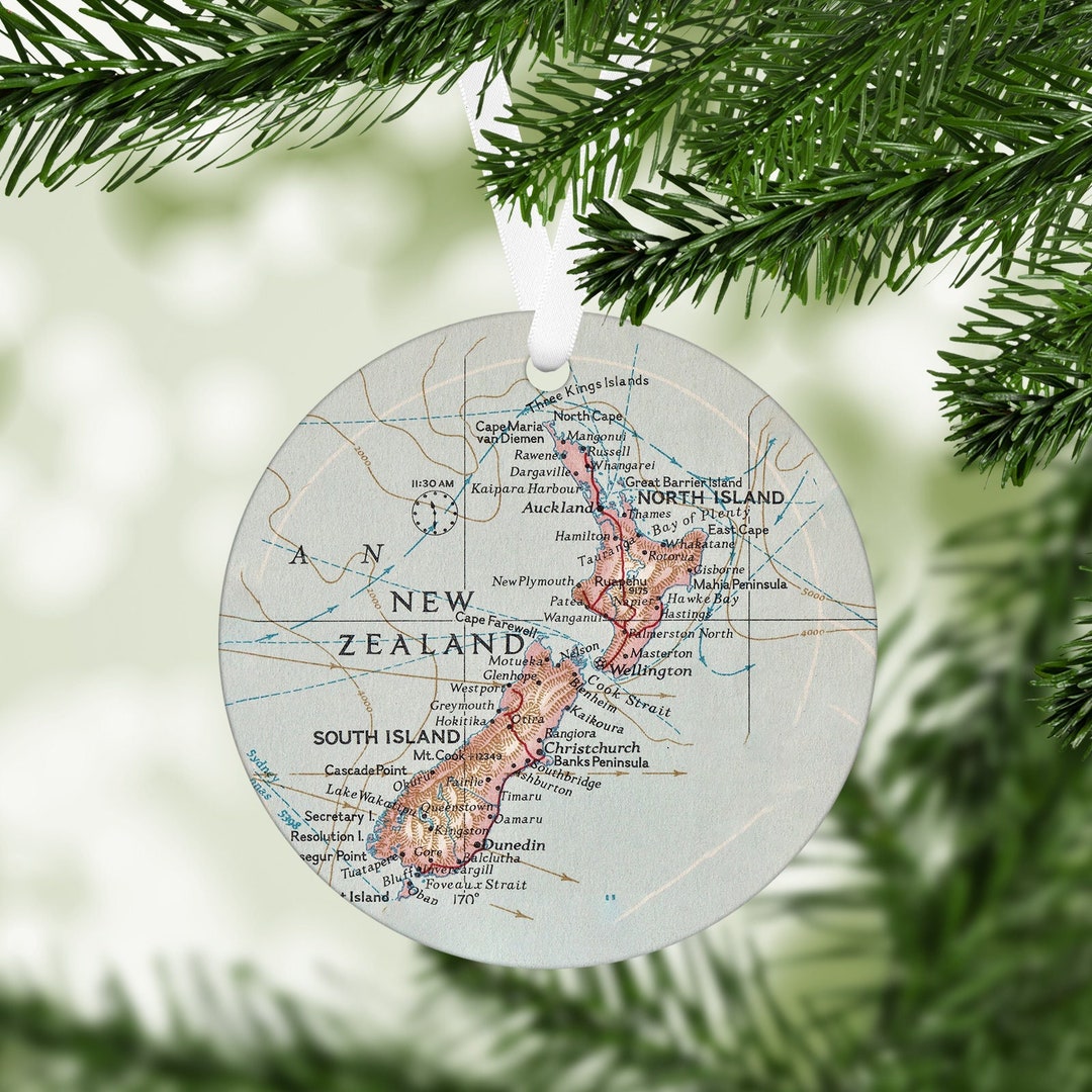 New Zealand Map Ornament New Zealand Ornament New Zealand Christmas New Zealand Vacation New