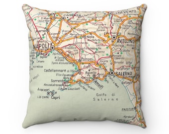 Amalfi Coast Map Pillow - Amalfi Coast Wedding Gift - Amalfi Coast Pillow - Housewarming Gift - Study Abroad