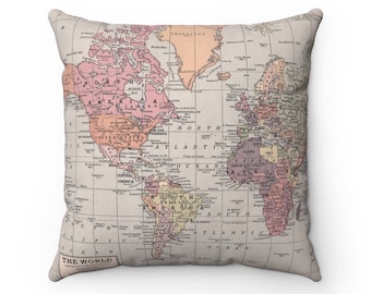 World Map Pillow - World Pillow - World Map - Housewarming Gift - Wedding Gift - Graduation Gift