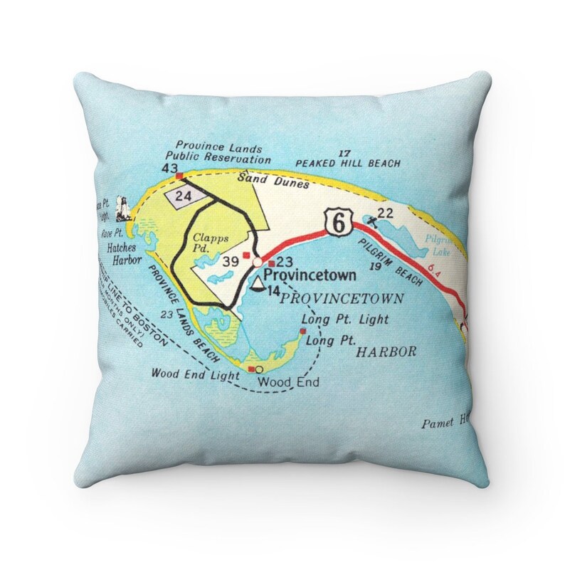 Provincetown Map Pillow Provincetown Pillow Provincetown Etsy