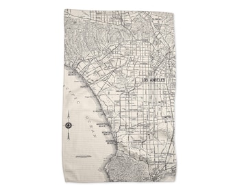 Los Angeles Map Tea Towel - Los Angeles Kitchen Towel - Los Angeles Dish Towel - Los Angeles Airbnb - Los Angeles Realtor Gift