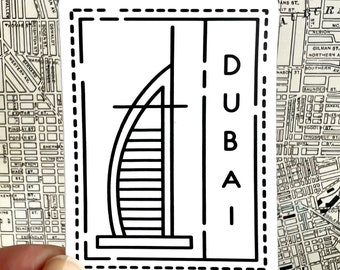 Dubai Passport Stamp Laptop Sticker - Dubai Water Bottle Sticker - Dubai Sticker - Dubai Decal - Dubai Laptop Sticker - Dubai Trip