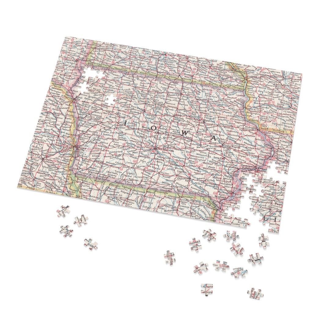 Iowa Map Puzzle Iowa Puzzle for Adults Iowa Jigsaw Puzzle 500 Piece Map