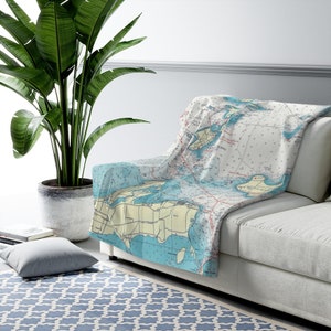 Erie Islands Fleece Blanket - Erie Islands Map Blanket - Put In Bay Blanket - Kelleys Island Blanket - Catawba Island Blanket