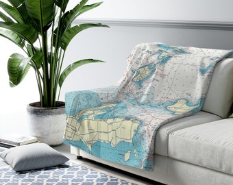 Erie Islands Fleece Blanket - Erie Islands Map Blanket - Put In Bay Blanket - Kelleys Island Blanket - Catawba Island Blanket