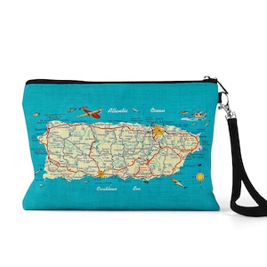 Puerto Rico Travel Pouch - Puerto Rico Map - Puerto Rico Bachelorette - Puerto Rico Bridesmaid - Puerto Rico Trip - Puerto Rico Vacation