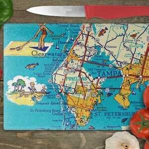 Clearwater Florida Map Cutting Board - Clearwater Charcuterie Board - Clearwater Cheese Board - Clearwater Wedding Gift - Clearwater Airbnb