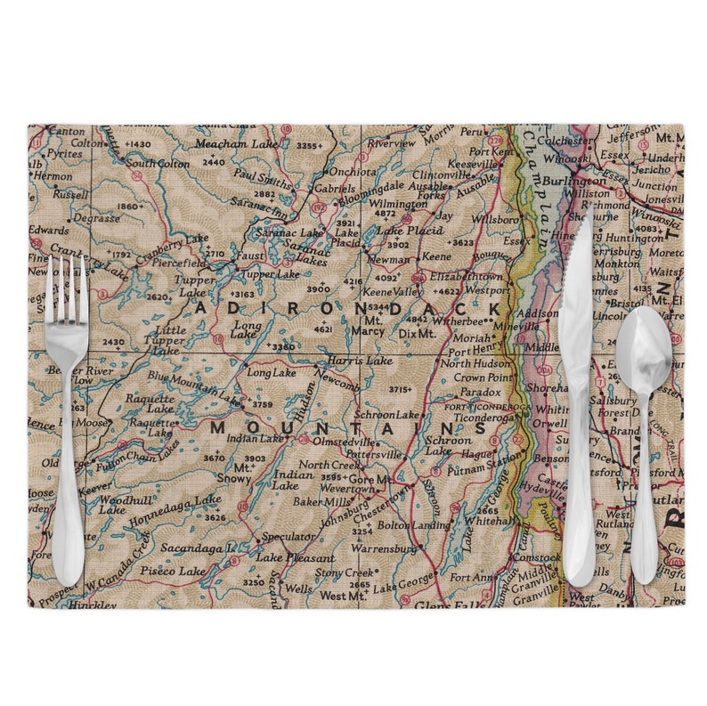Adirondacks Map Placemats Adirondacks Placemat Set Etsy