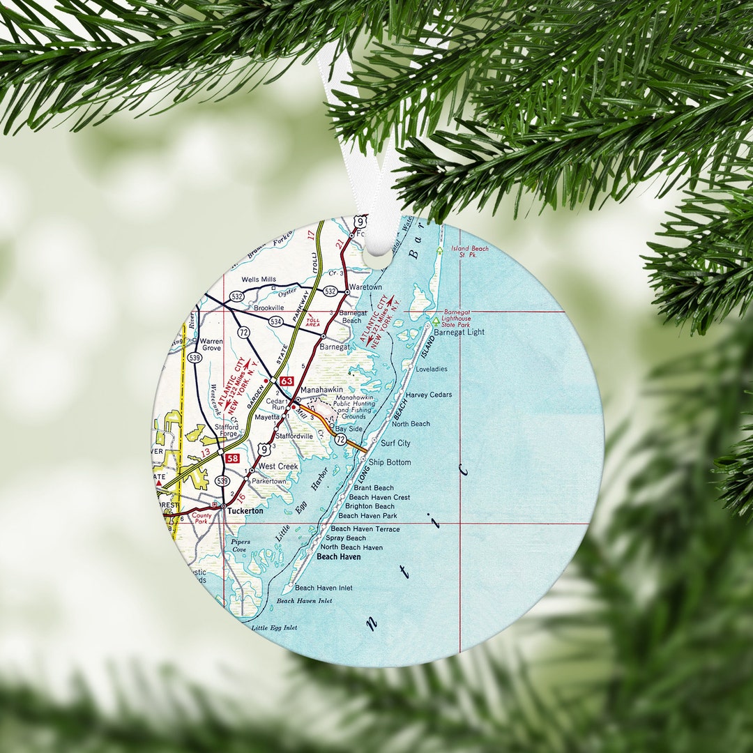 Long Beach Island New Jersey Map Ornament