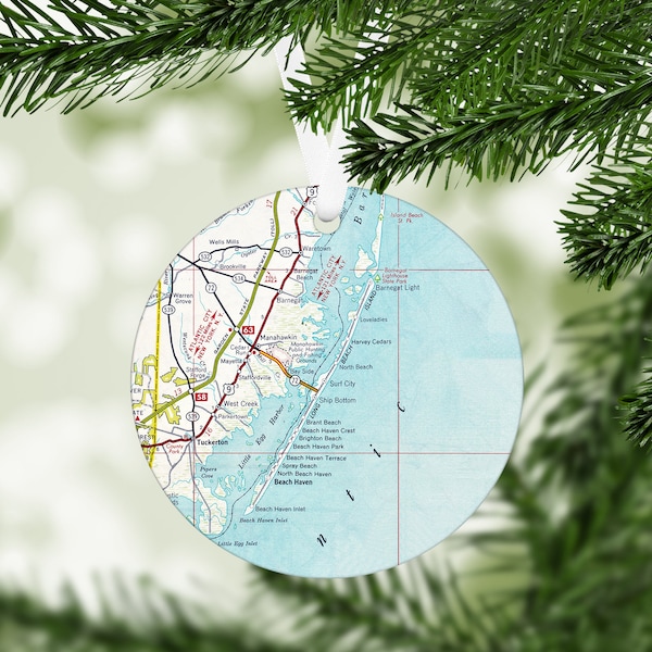 Long Beach Island New Jersey Map Ornament - Long Beach Island Ornament - Long Beach Island Christmas - Long Beach Island Airbnb