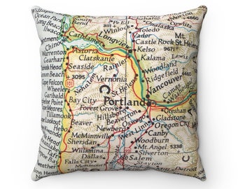 Portland Oregon Map Pillow - Portland Pillow - Portland Realtor Gift - Portland Housewarming Gift - Portland Wedding Gift - Portland Map