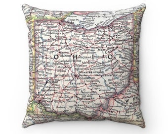 Ohio Map Pillow - Ohio Pillow - Ohio Airbnb Decor - Ohio Housewarming Gift - Ohio Map Gift - Ohio Wedding Gift - Ohio Closing Gift