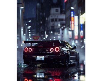 Póster del Nissan R34 Skyline GT-R / Arte mural del Nissan R34 Skyline GT-R