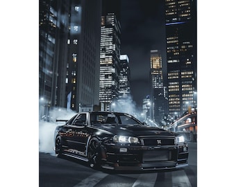 Póster del Nissan R34 Skyline GT-R / Arte mural del Nissan R34 Skyline GT-R (v2)