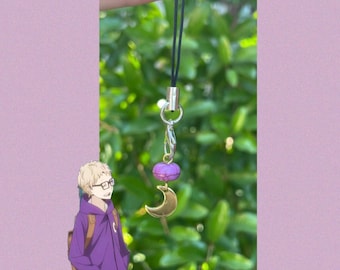 Tsukishima Kei Haikyuu Keychain Phone Charm Purple Moon Hoodie