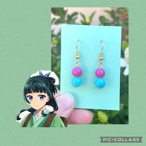 Maomao Earrings - Apothecary Diaries Inspired Dangle Earrings - ONLY ONE - Maomao Hair Beads - Handmade Anime Gift
