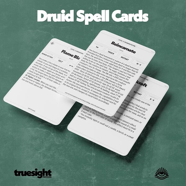 Druid DnD Spell Card Pack - Digital Download | D&D Spell Cards