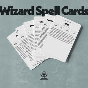 Pacote de cartas mágicas Wizard DnD - Download digital | Cartas de feitiço de D&D