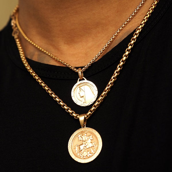 3.5mm Rose Gold Box Link Chain and Medallion
